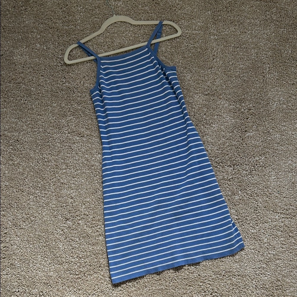 Blue and White Striped Dress